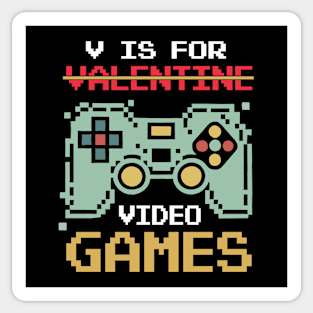 V Is For Video Games Funny Valentines Day Gamer Sticker